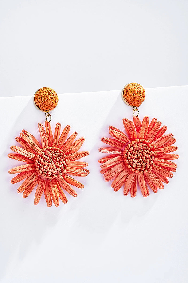 Straw Earrings with Steel Stud- 124NN08-NJ