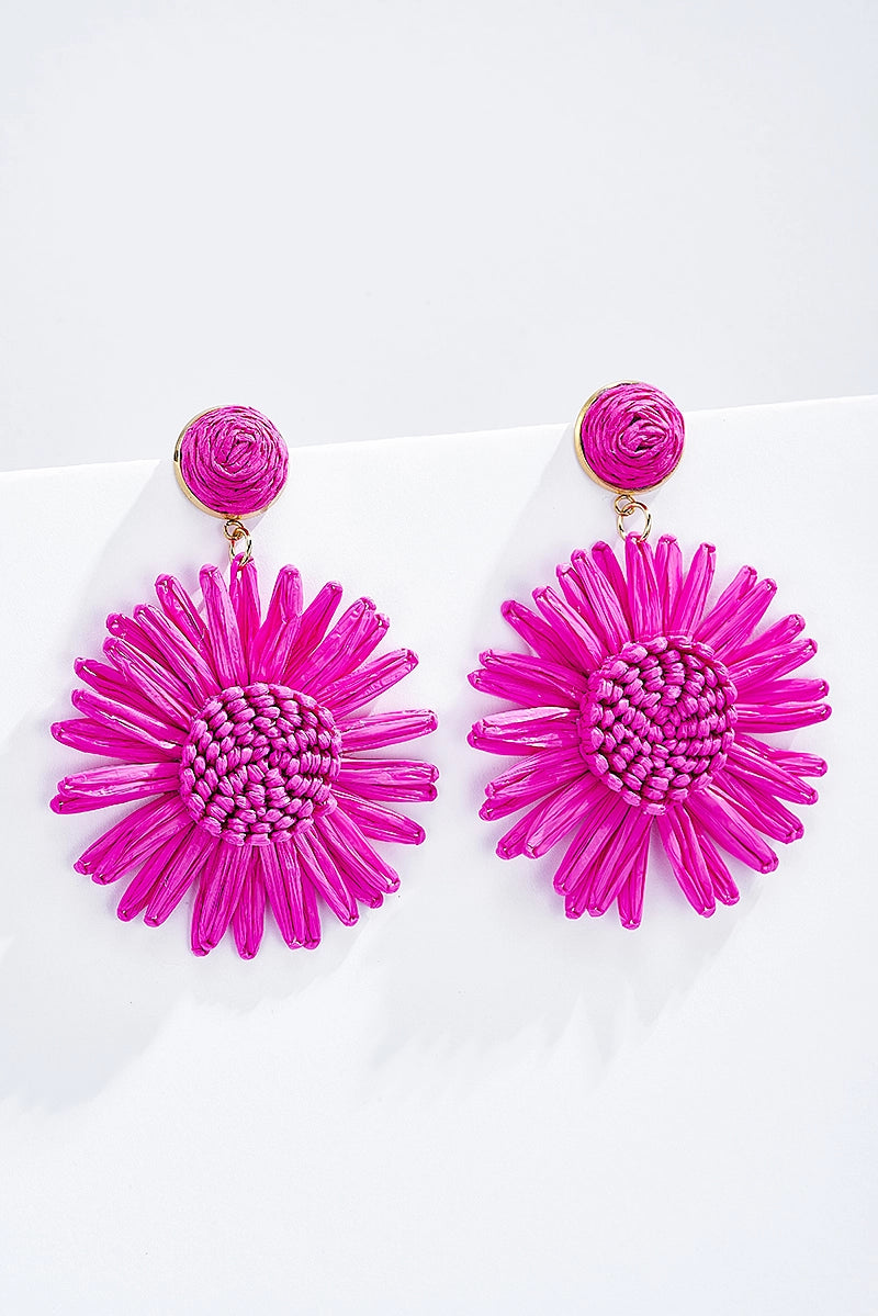 Straw Earrings with Steel Stud- 124NN08-NJ