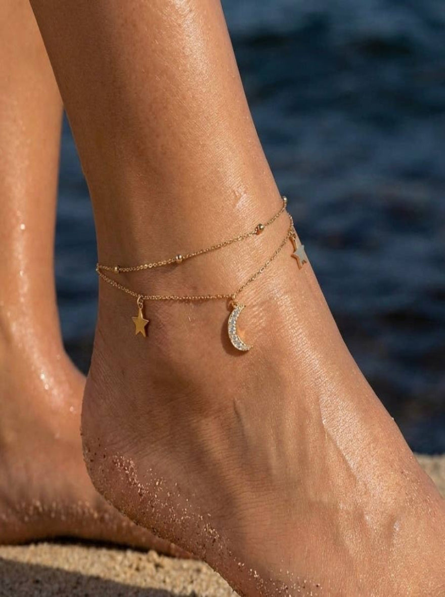 Stainless Steel Anklets - 624AQ71-GOLD- NJ